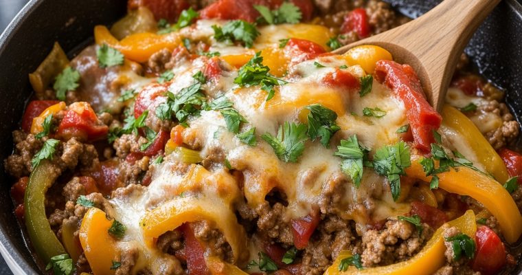 Ground Beef And Peppers Skillet