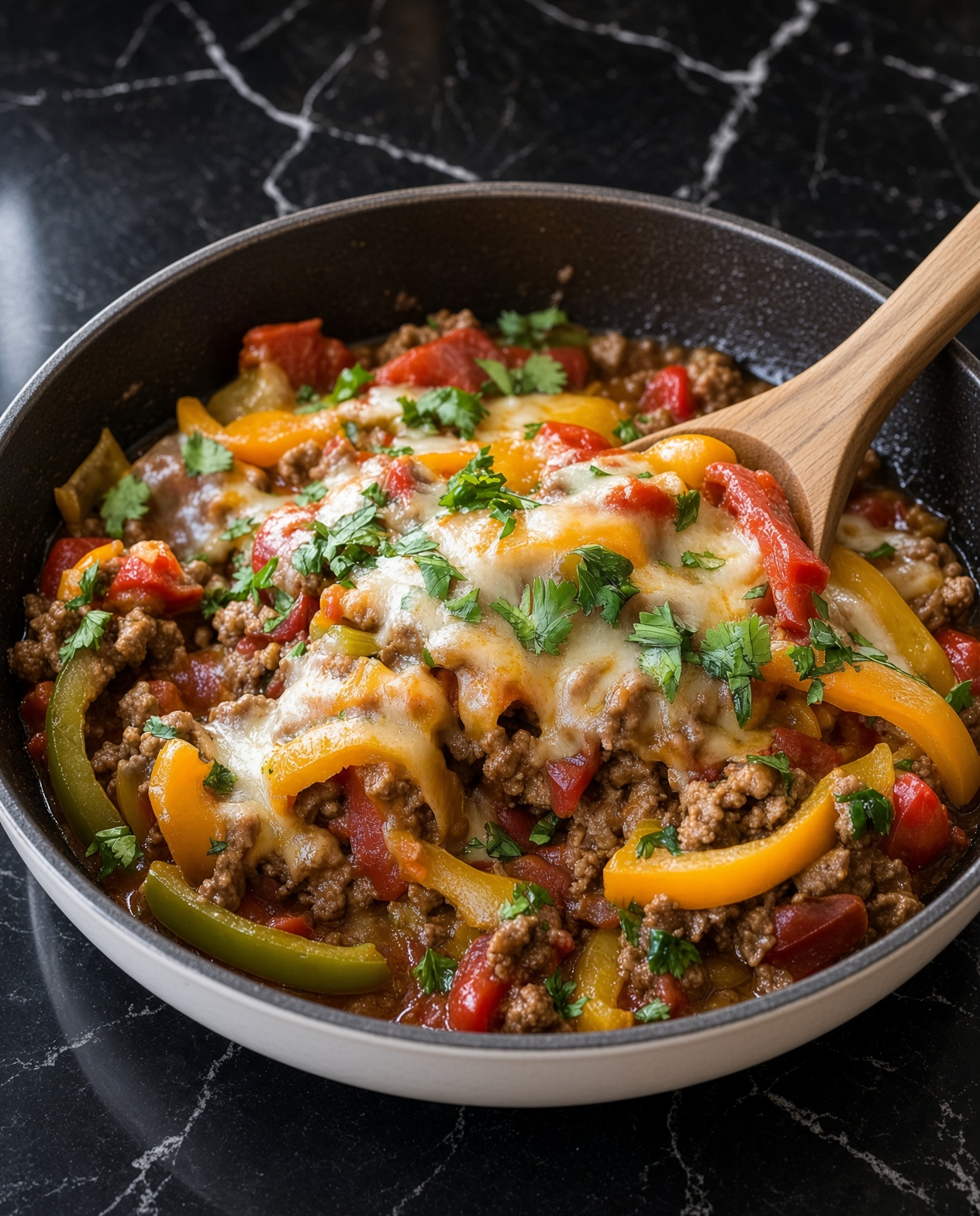 Ground Beef And Peppers Skillet