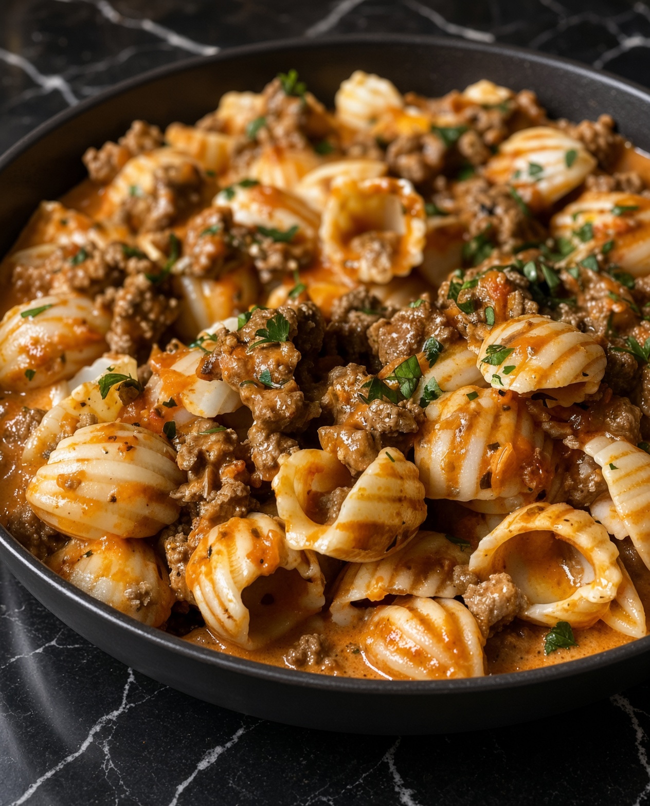 Creamy Beef and Shells