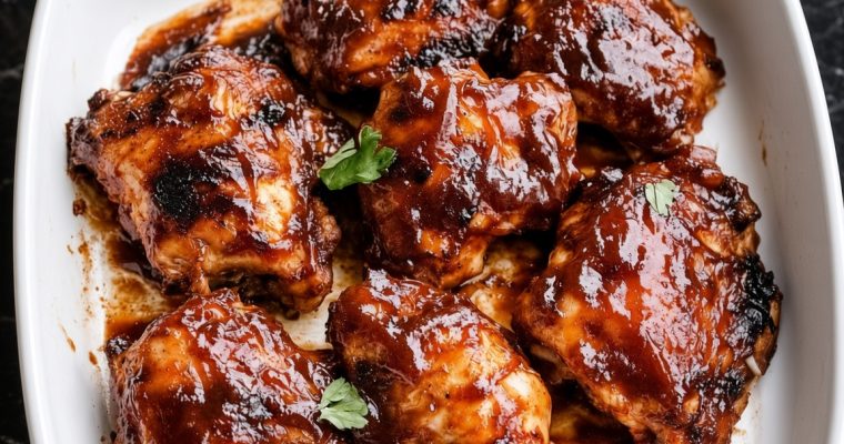 Baked Barbecue Chicken Thighs with Onions