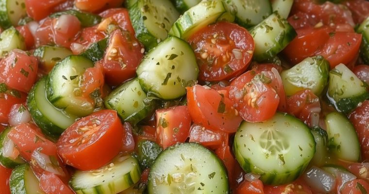 MARINATED CUCUMBERS, ONIONS & TOMATOES