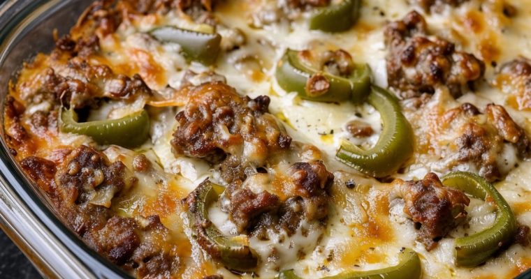 4-Ingredient Amish Beef and Bell Pepper Bake