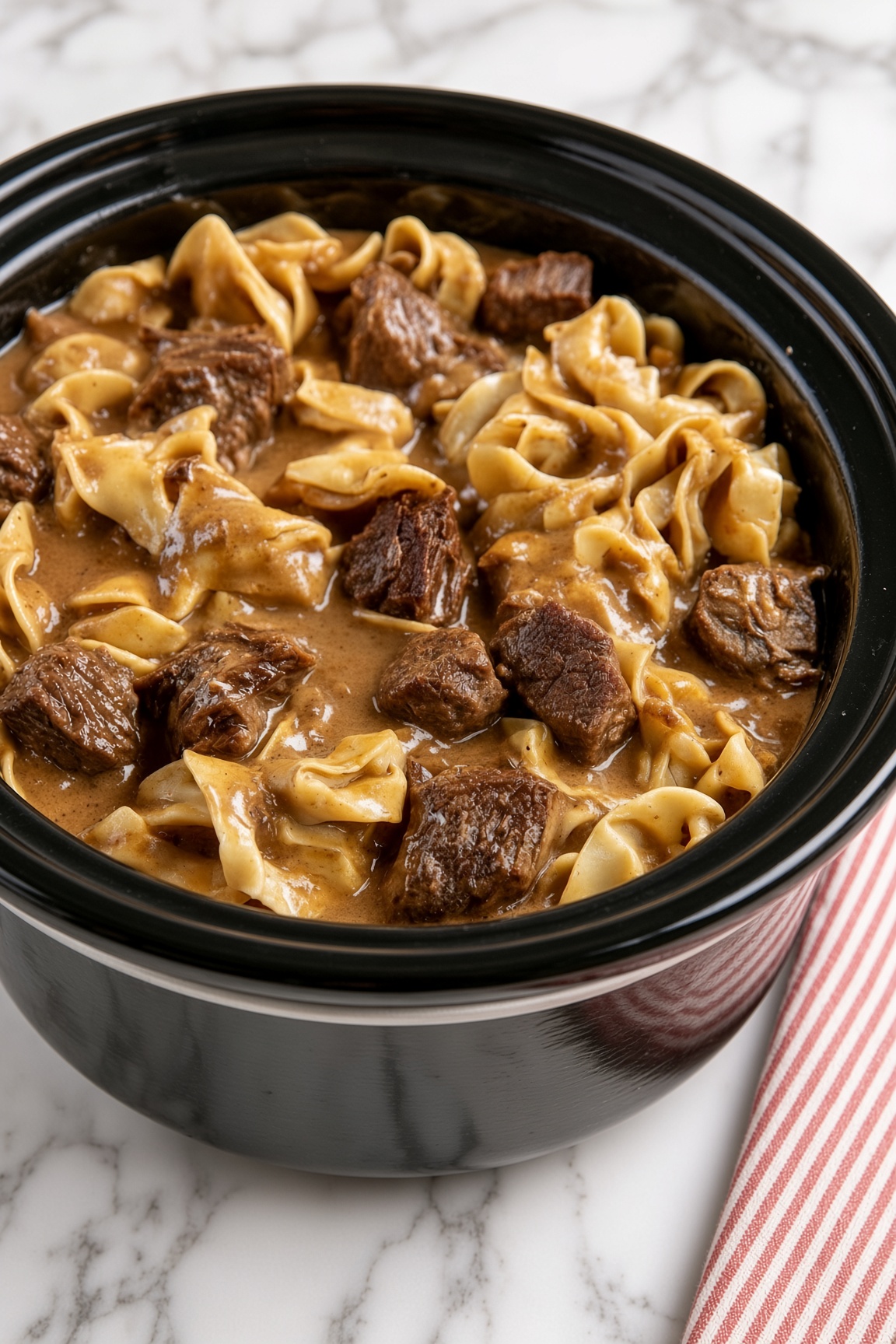 Slow Cooker Poor Man’s Beef and Noodles
