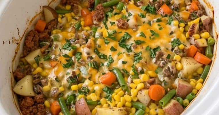 Slow Cooker Ground Beef Casserole