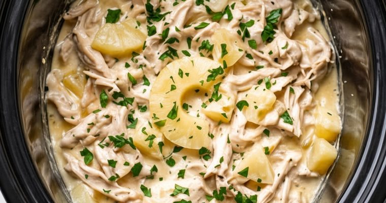 Slow Cooker Chicken & Cream Cheese with Pineapple Rings