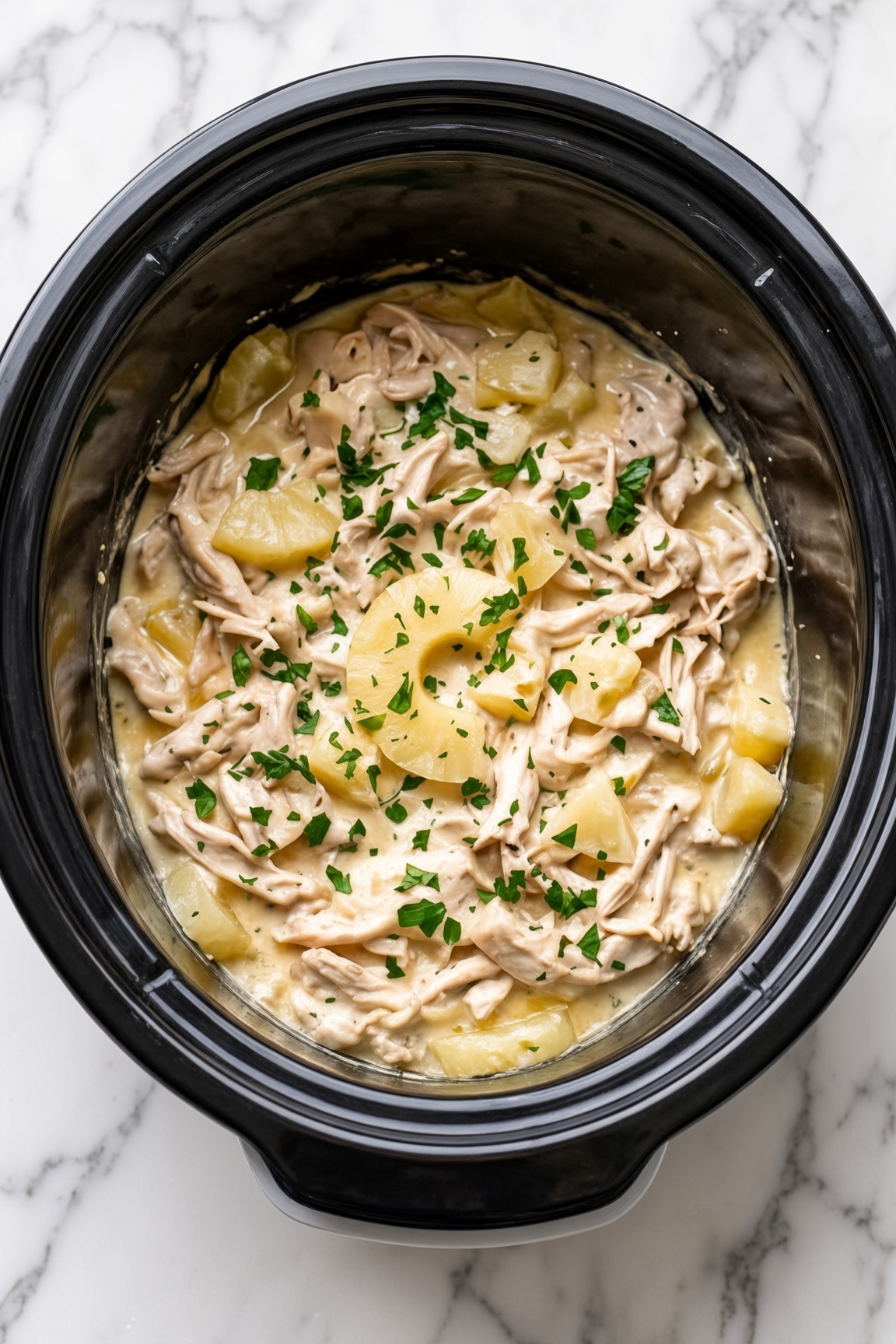 Slow Cooker Chicken & Cream Cheese with Pineapple Rings