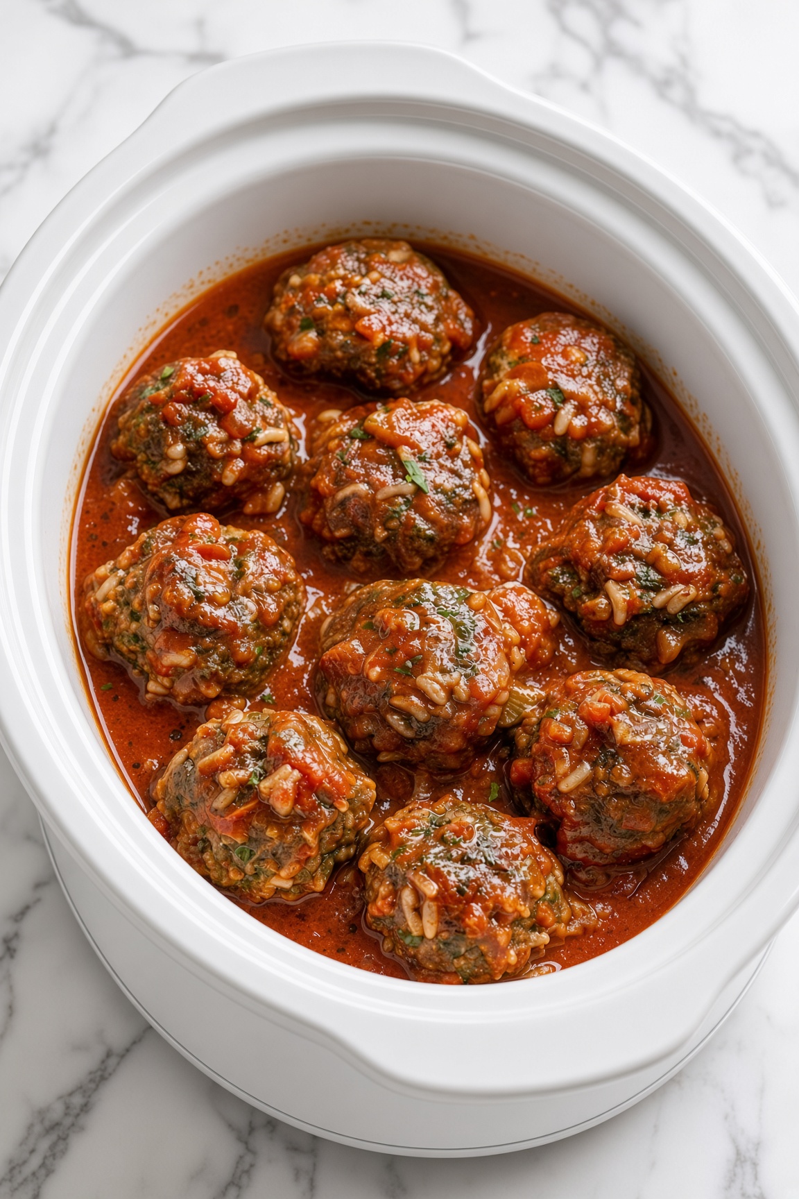 Slow Cooker Amish Porcupine Meatballs