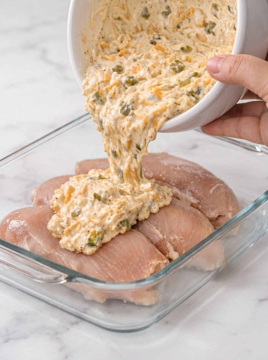 Creamy Green Chile Taco Baked Chicken