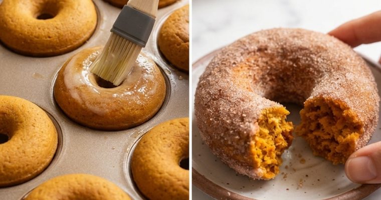 Baked Pumpkin Donuts with Cinnamon Sugar