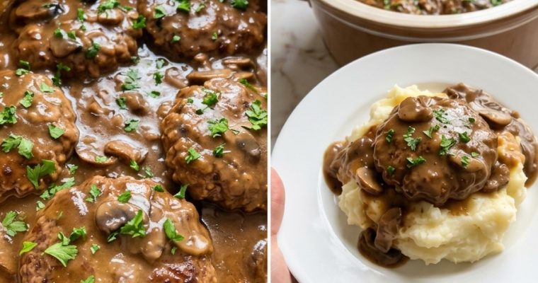 Slow Cooker Salisbury Steak with Mushroom Gravy