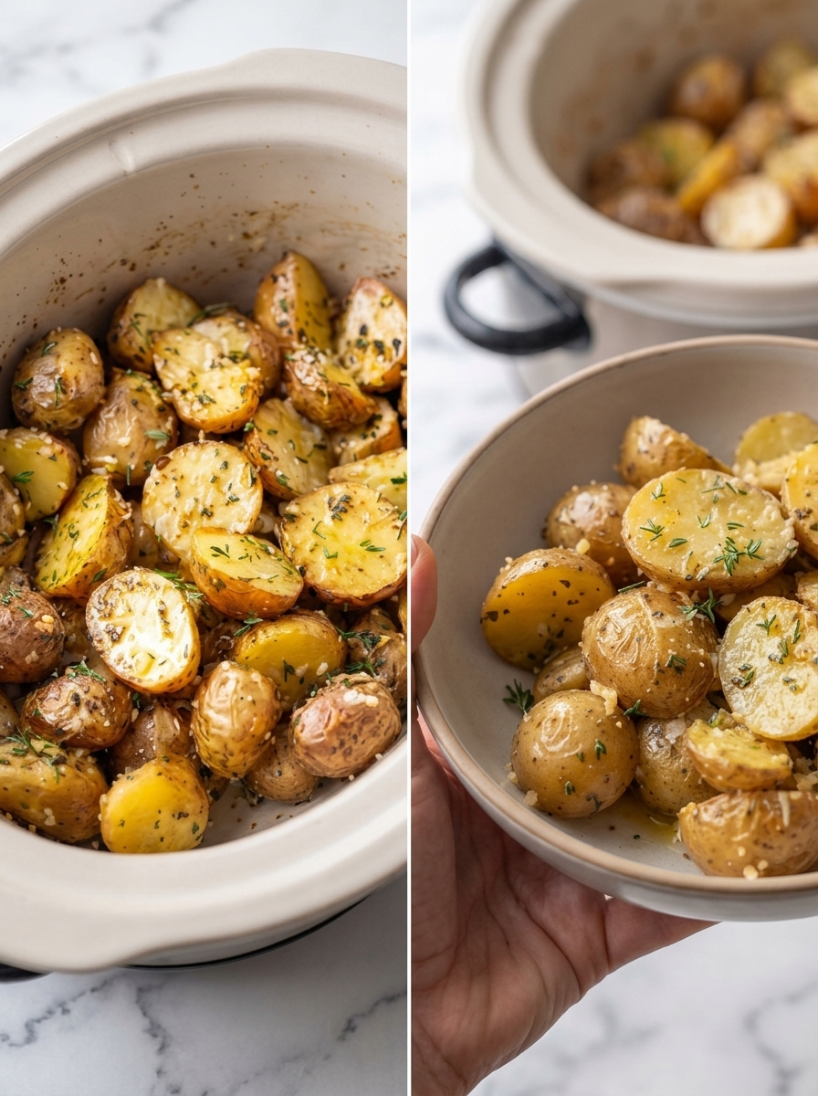 Slow Cooker Garlic Parmesan Potatoes