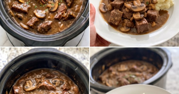 Slow Cooker Mushroom Beef Tips