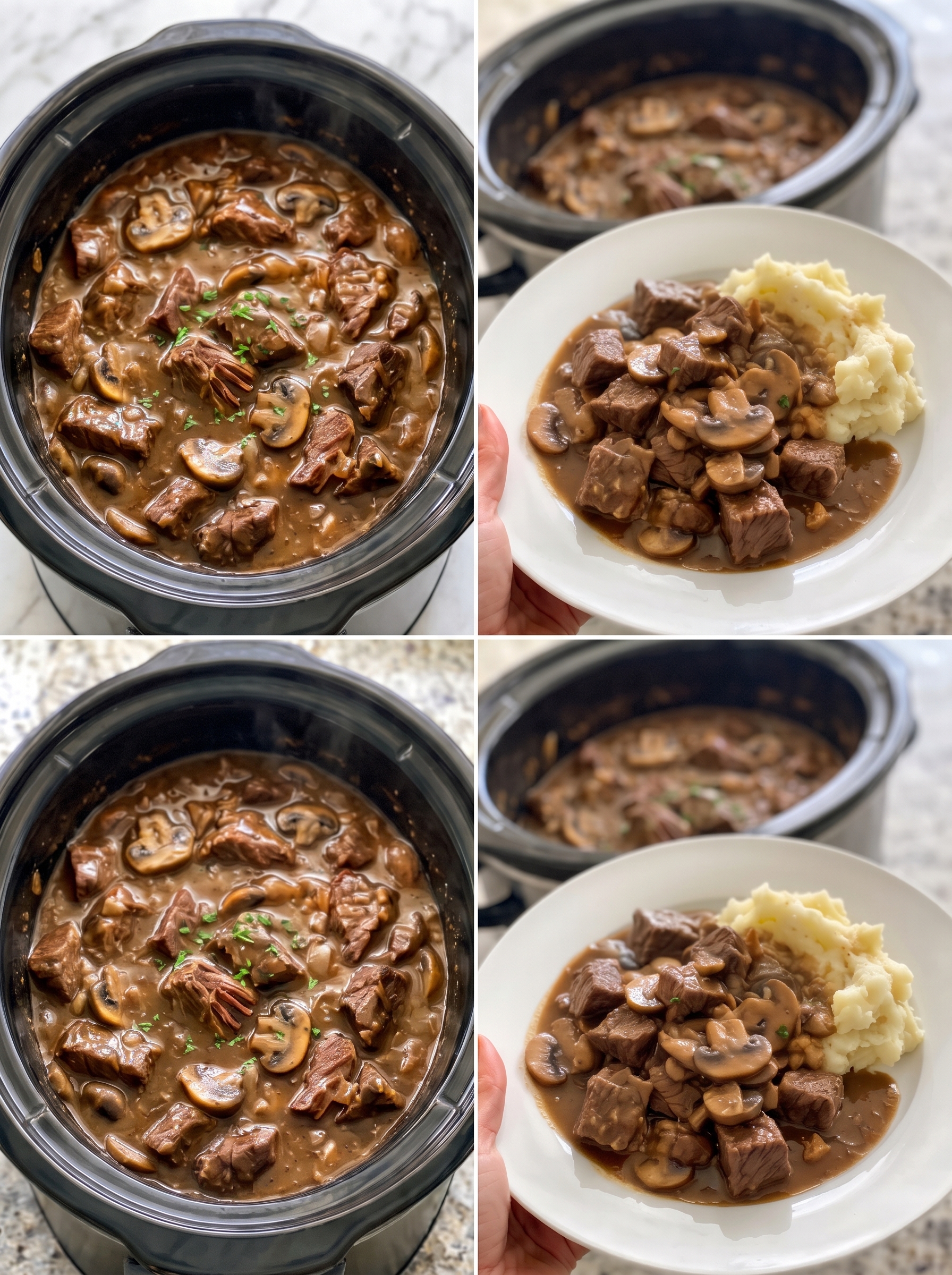 Slow Cooker Mushroom Beef Tips
