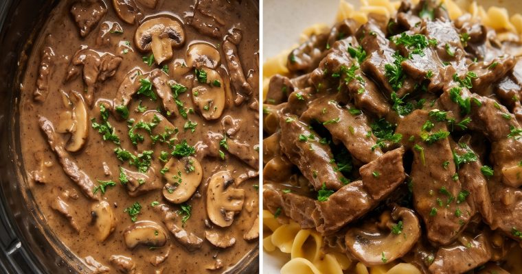 Slow Cooker Creamy Beef Stroganoff